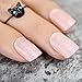 CoolNail Baby Pink Short False Nails Tips Light Pink with Shimmer Glitter Full Cover Artificial Fake Nail for Home Office faux ongles