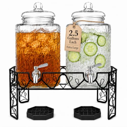 Double distributeur de boissons en verre pour mariages et grands buffets - 2