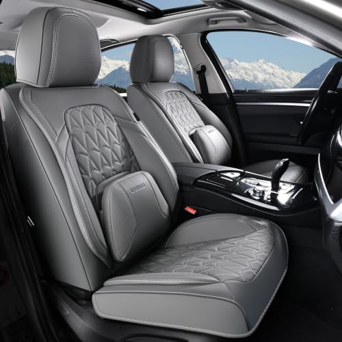 Image of Coverado Seat Covers, Car Front Seat Covers with Backrest, Nappa Leather Car Seat Protectors,Waterproof &Breathable,Anti-Slip Automotive Seat Cushion, Universal Fit for Most Vehicles