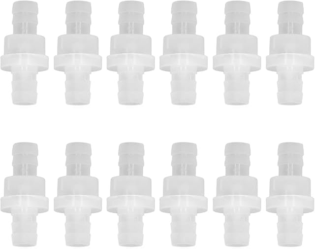 12 PCS Check Valve, PP One Way Plastic Check Valve for Water Air Oil, Plastic Water Stops Check Valve for Connect The Hose to Prevent The Backflow(10mm)