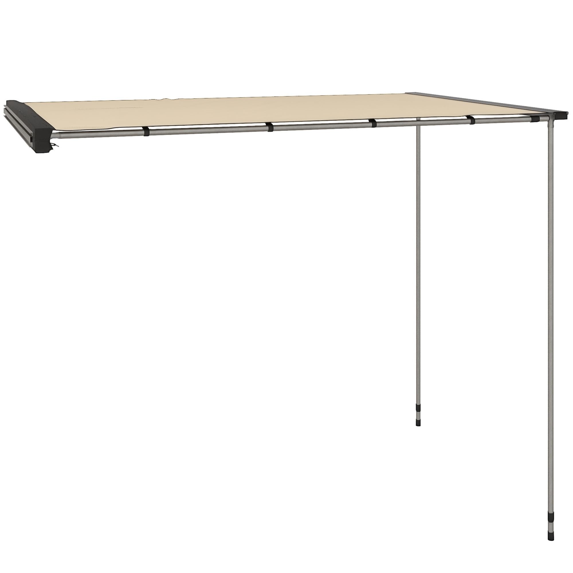 Outsunny Tenda da Tetto Auto con Pali Telescopici, Tendalino Laterale per Auto Impermeabile con Altezza Regolabile, 2.5x1.6m, Cachi