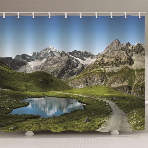 XWJASD Cortina de Ducha 180 x 200 cm montañas Cortinas de Ducha Cortina Baño Antimoho Cortina Ducha Infantil Poliester Cortina De Baño Cover