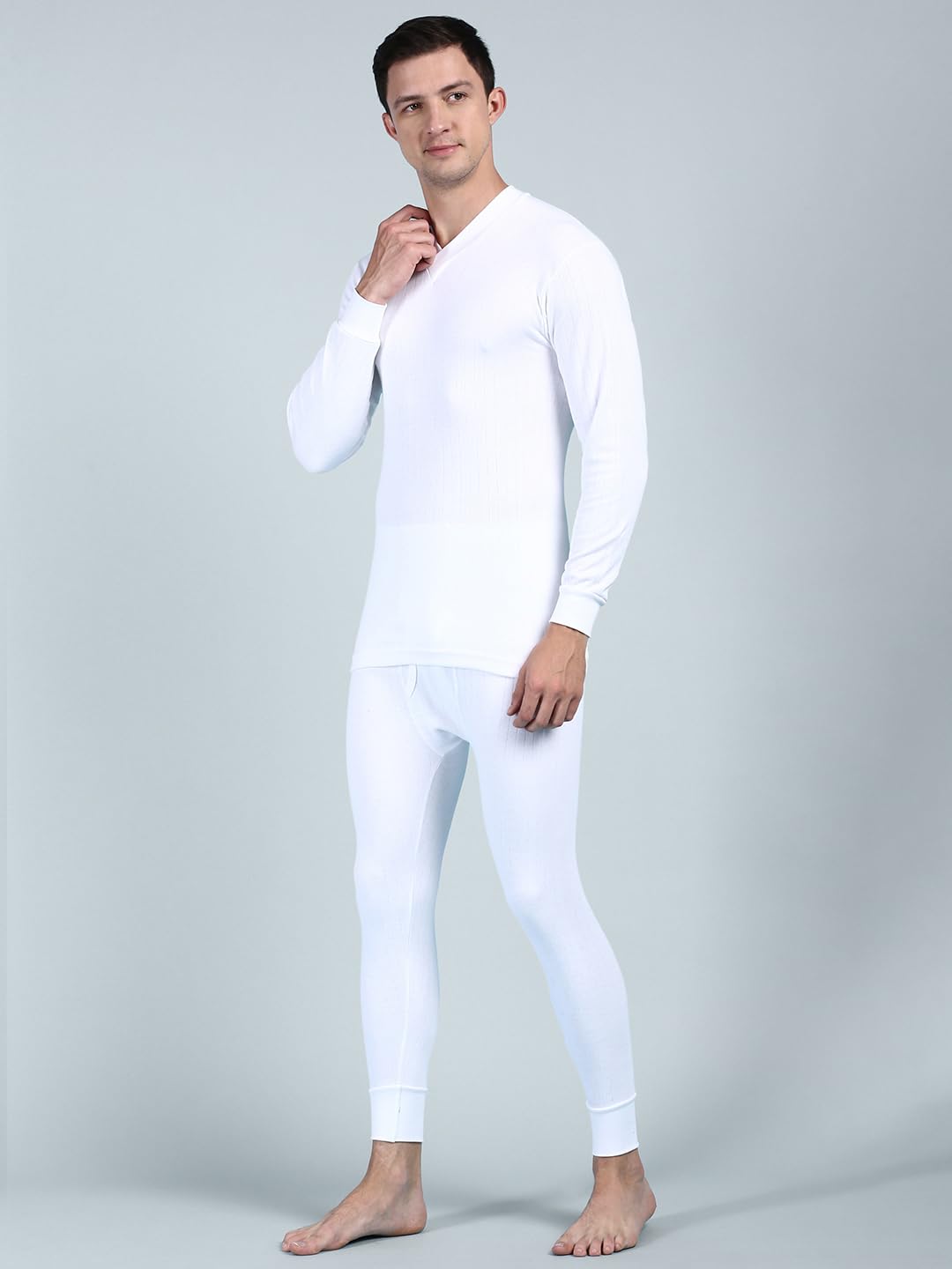Lux Parker Men's White V Neck Cotton Thermal Set (Size : 90cm) - Image 3 thumbnail