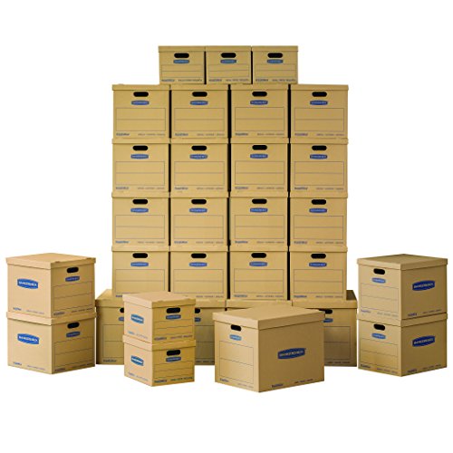 Bankers Box SmoothMove Classic Moving Kit Boxes, Tape-Free Assembly, Easy Carry Handles, 5