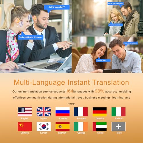 Image of AI Translation Earbuds Real Time, 164 Language Translator Earbud 3-in-1 Bluetooth 5.4 Translator Earbuds with 6 Translation Modes, 75H Translators Headphones with APP for Travel Business, Yellow