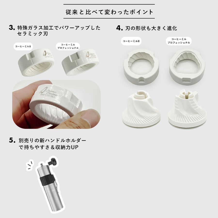 Porlex 2024 Model Professional Tall Coffee Grinder with 60 Adjustable Roughness Levels, 10.2 oz (292 g), Lightweight, Made in Japan, Ceramic Blade, Hand-ground Coffee Grinder