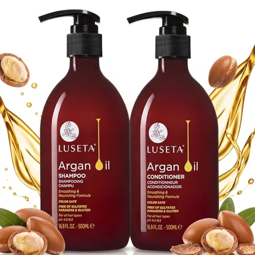 Image of Luseta Argan Oil Shampoo & Conditioner Set for Dry Damaged Hair, 2 * 16.9oz