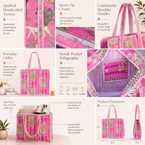 Image of 100% Cotton Jungle Print Shoulder Bag Tote Bag Women Reversible Shopping Bag and Grocery Bags Stylish Travel Bag Gift for Her