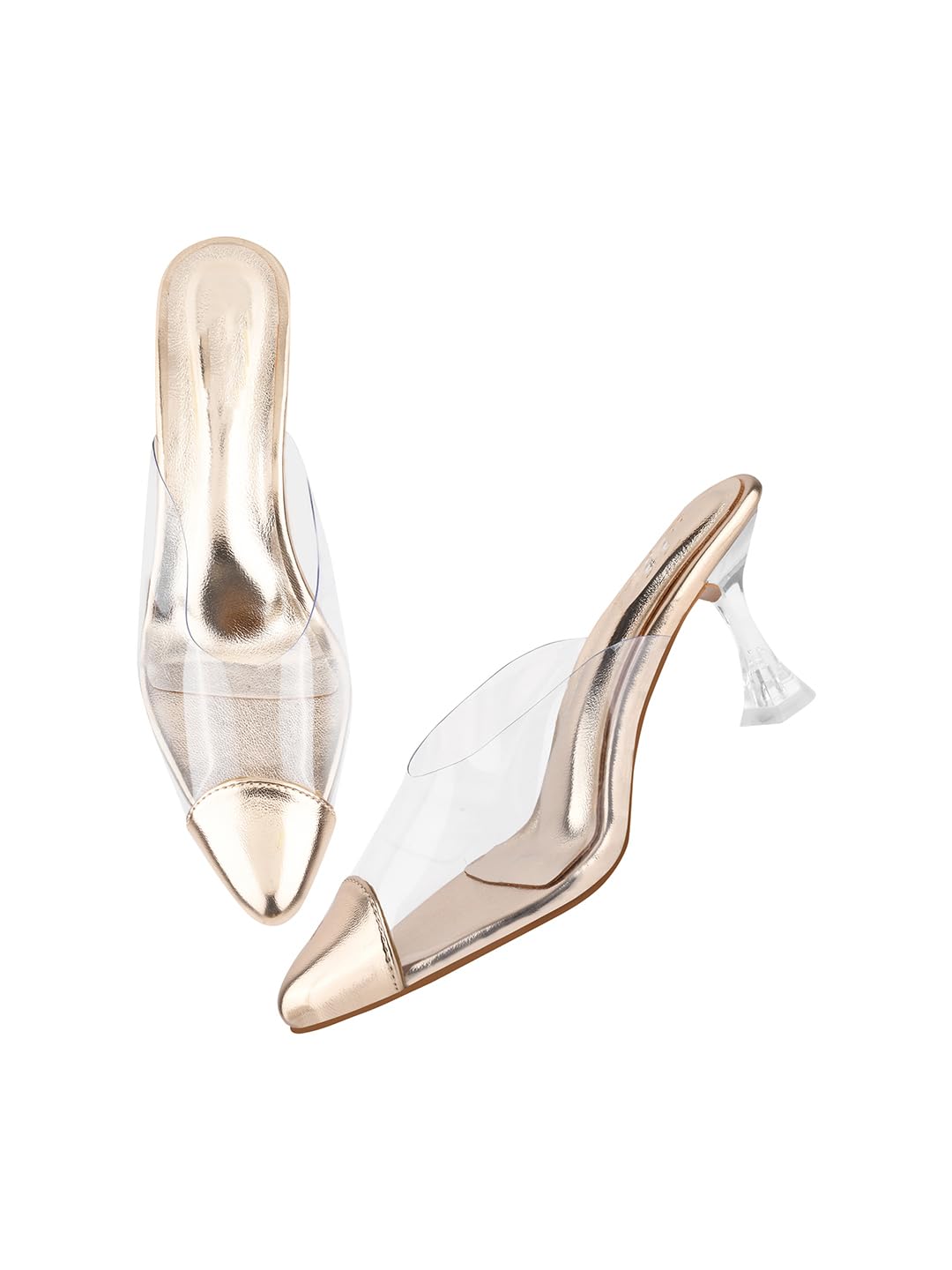 Selfiee Transparent Spool Heel Mules Comfortable Heel Stiletto Heel Pump Shoes for Women & Girls-image-29