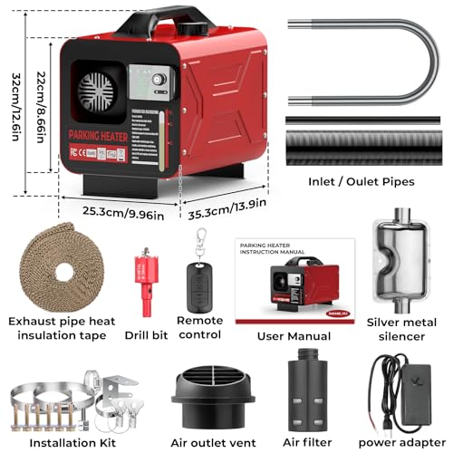 Image of Diesel Heater 8KW with APP All in One Portable Air Heaters 12V /24V /110V | Remote Control and LCD Display Fast Heating Low Noise w / Power Adapter for RV Truck Car Shop Garage House