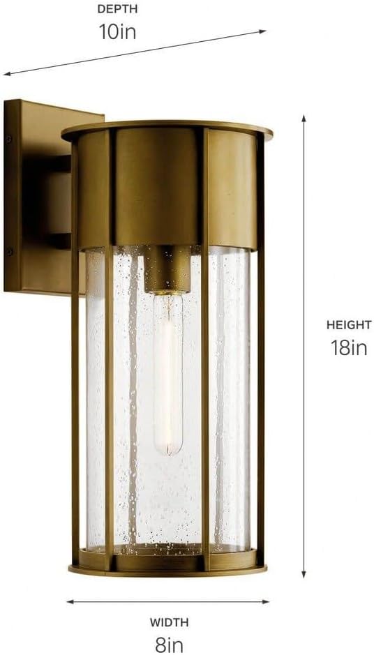 Kichler Camillo 18 Inch 1 Light Wall Light with Clear Seeded Glass in Black