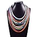 Yuhuan Necklace Women Fashion Bib Choker 36 Layers Wax Line Collar Statement Jewelry (Multicolor)