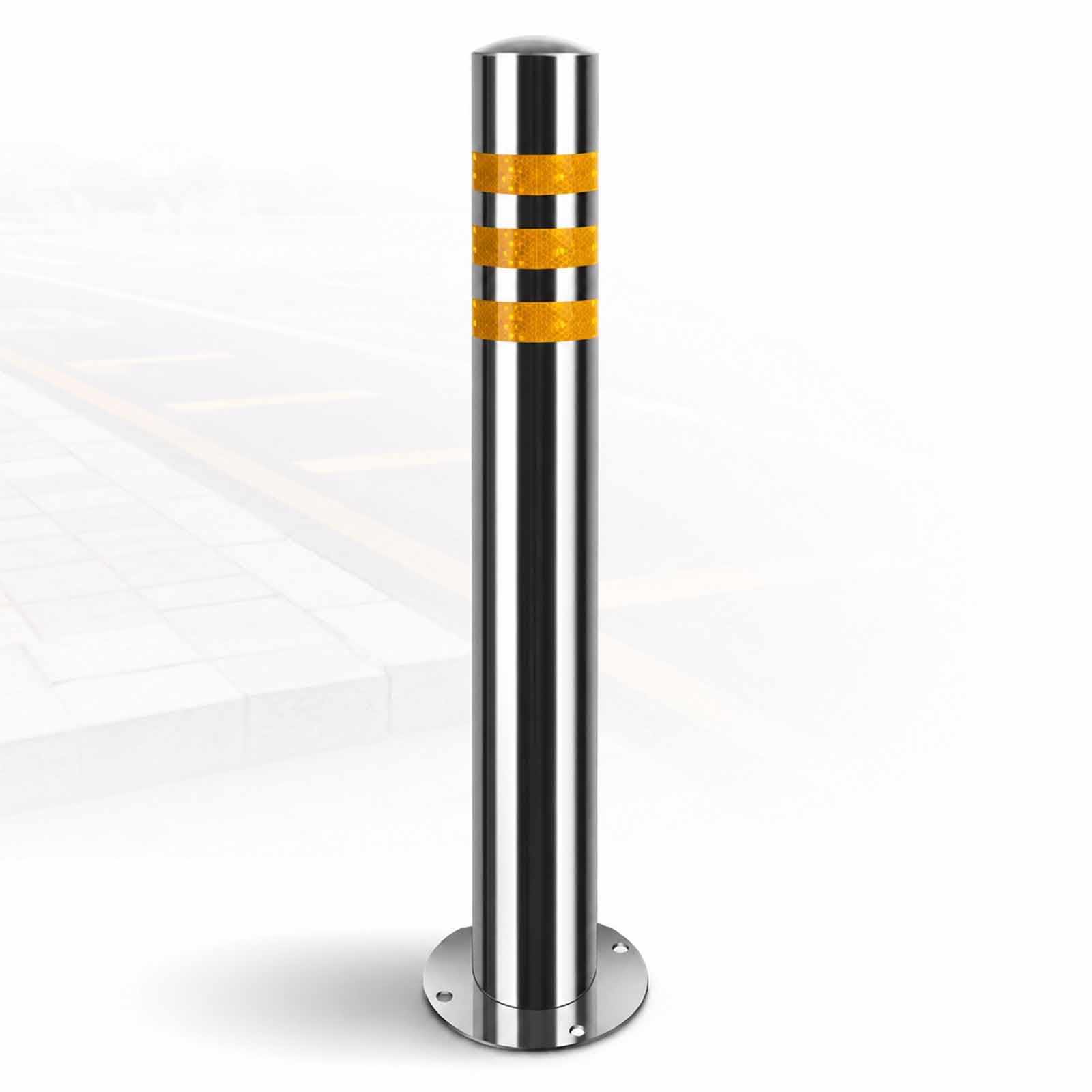 Paletto di Parcheggio in Acciaio Inox, Dissuasore di Sicurezza in Acciaio Inox Resistente, 3 Pezzi, Pali 750 Mm con Bulloni di Ancoraggio, Barriera Riflettente per Vialetti E Parcheggi