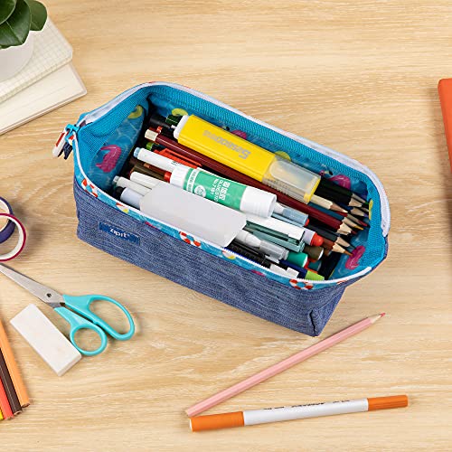 Image of ZIPIT Lenny Pencil Case, Large Capacity Zipper Pouch for School, Stationery Bag for Teen Girls Boys and Adults, Teal