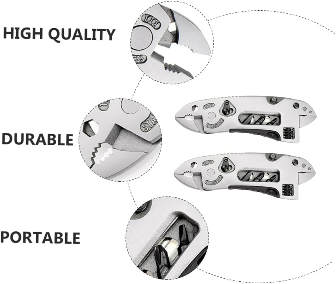 2Pcs Multifunctional Pocket Pliers Outdoor Camping Tool with Stainless Steel Wrench Screwdriver Wire Cutter Compact Portable for Hiking Climbing Travel Daily Use