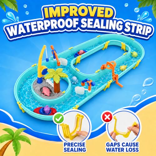 Mesa de agua con esclusas y barcos que estimula el aprendizaje STEM y la pesca magnética infantil 3