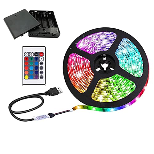 NA Battery Powered LED Strip Lights with 24Keys Remote Controller,16 Colors for Decoration,DIY (6.56 feet)
