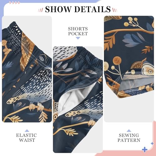 Owl Autumn Leaves Boys Long Pants Soft Trousers Elastic Waist Kids Lounge Bottoms with Pockets S-XL4