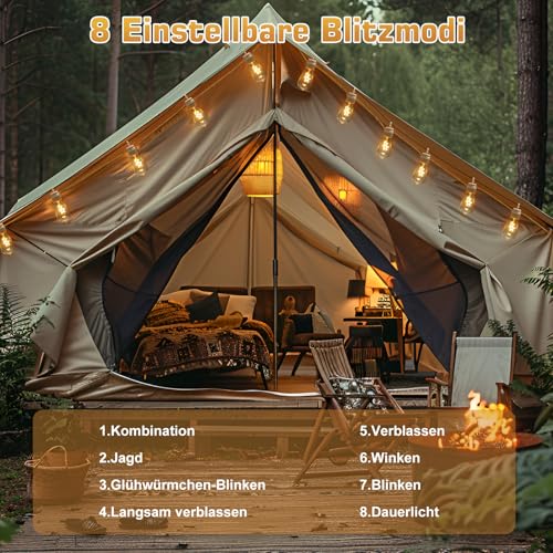 Coomoors Guirnalda Luces Exterio, 10 LED 8 Modos Guirnalda Luces Solares con Función de Memoria, IP65 Impermeable 5M Cadena de Luz Solar para Jardín, Patio, Navidad, Fiesta (Blanco Cálido) - imagen 6