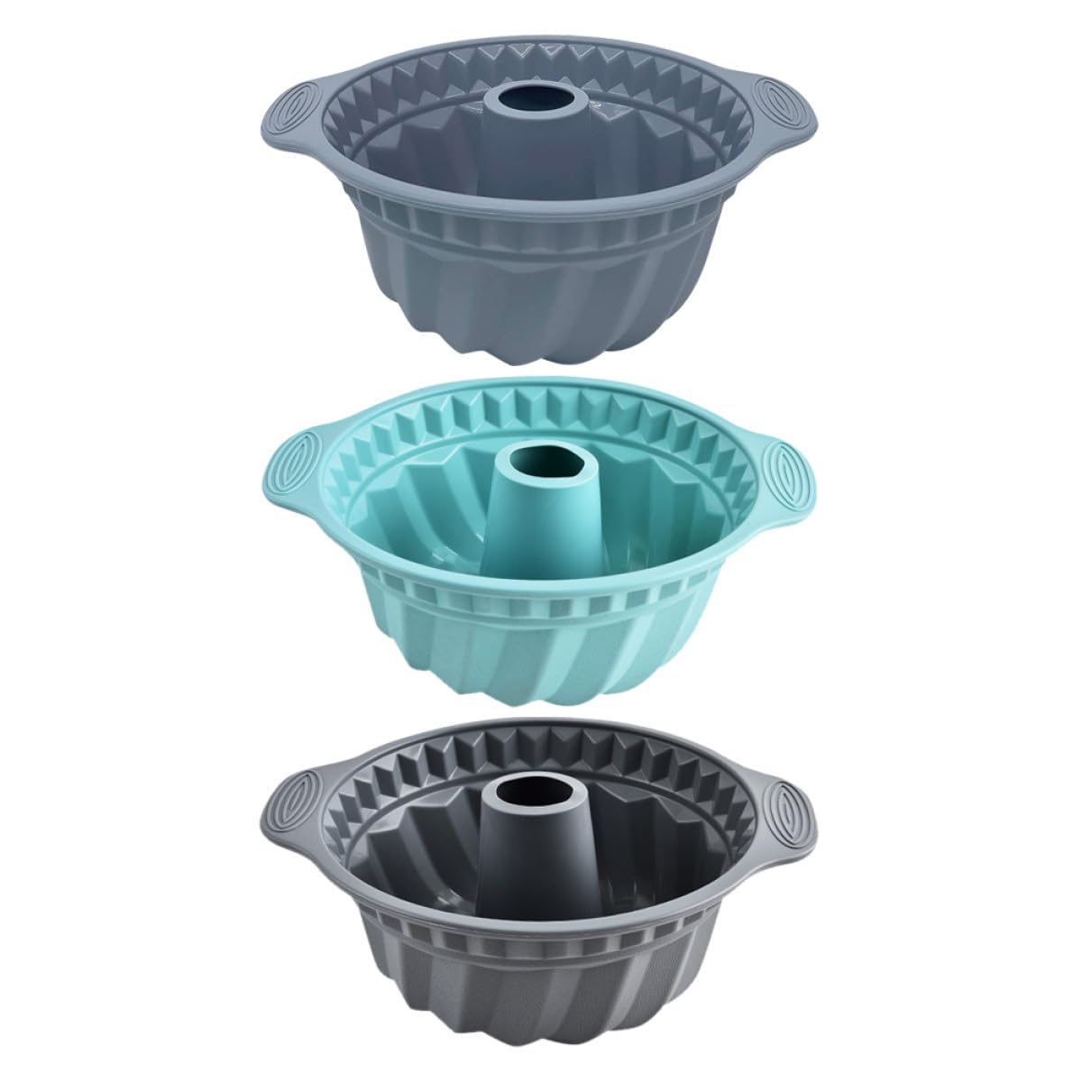 BESPORTBLE Set 3 Stampi Rotondi in Silicone Alimentare Maniglie a Orecchio, Antiaderenti e Flessibili, per Torta Chiffon e Mousse, per Feste e Cottura Uniforme in Forno e Lavabile