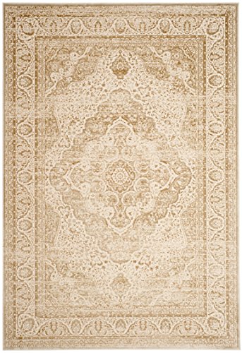 Tapis persane beige et crème en polyester viscose Safavieh pour chambre et grand salon