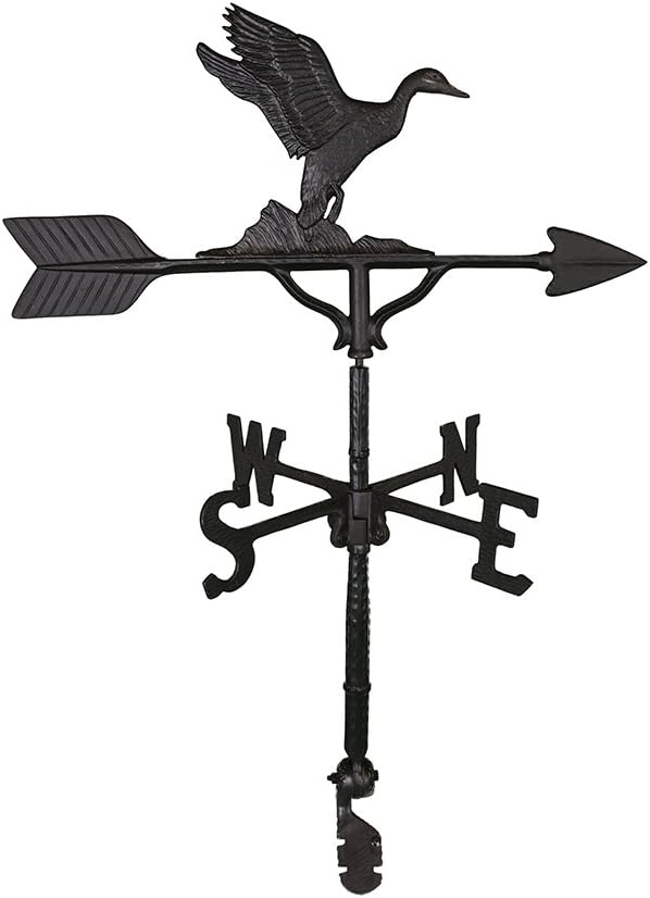 32-Inch Weathervane Satin Black Duck Ornament