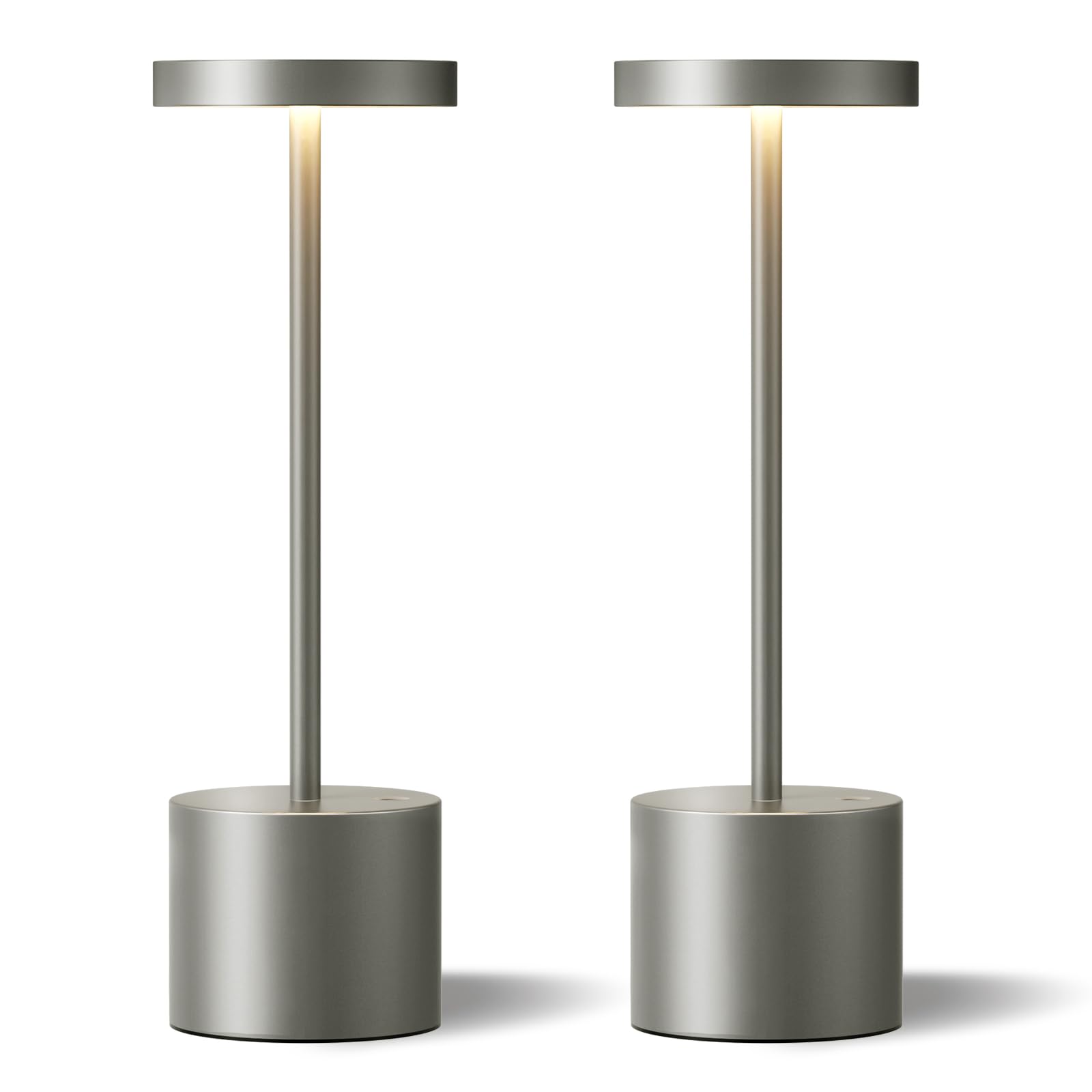 Kakanuo Grey Rechargeable Cordless Lamp - Touch Control, 3 Color Temperature, Wireless Battery Operated Lamps, Stepless Dimmable, Set of 2