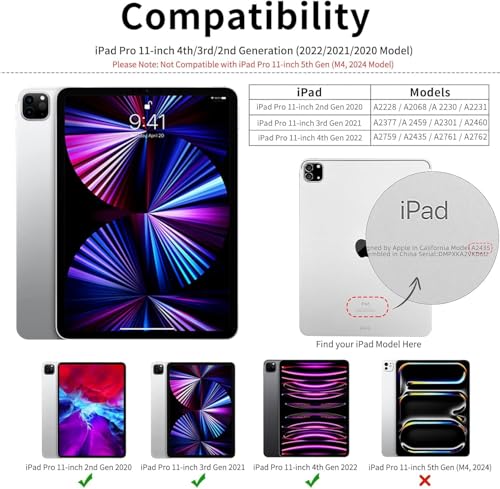 Image of ProElite Smart Case for Apple iPad Pro 11 inch 2022 /2021 4th /3rd Gen [Auto Sleep /Wake Cover] [Pencil Holder] [Soft Flexible Case] Recoil Series - Black