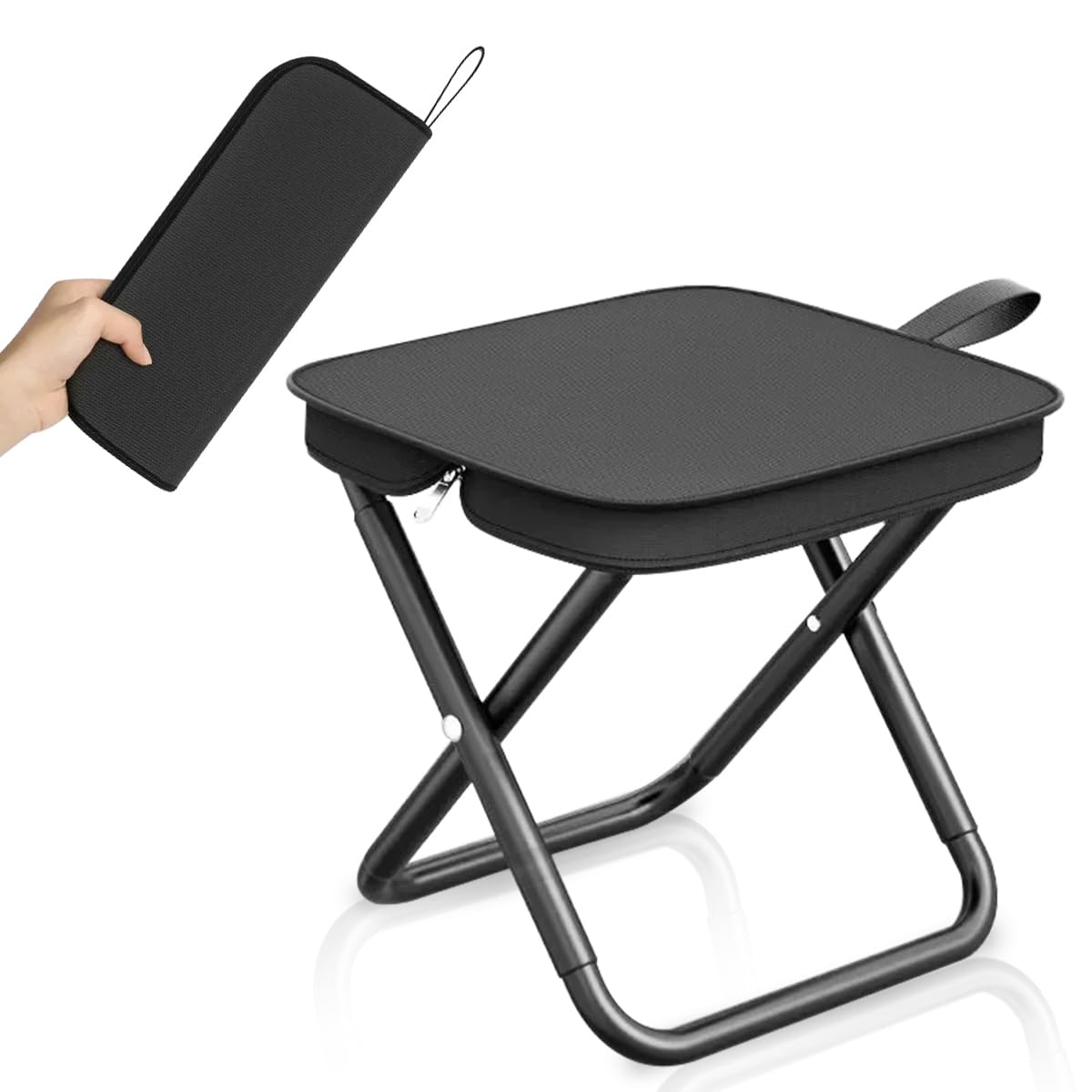 Sgabello da Campeggio, Sgabello Pieghevole Portatile, Sedia Pieghevole Portatile, Mini Sgabello Pieghevole, Leggero Sgabello da Pesca per Viaggi Escursionismo Giardino Pesca Barbecue Spiaggia (Nero)
