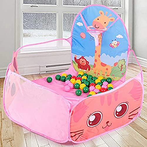 Image of BabyGo Kids Giraffe Basketball Ball Pool for Kids, Play Tent House for 2+ Year Old Girls and Boys, Ball Pit for Kid, Spacious, Lightweight, Portable & Easy to Set Up, (Pink) (No Balls)