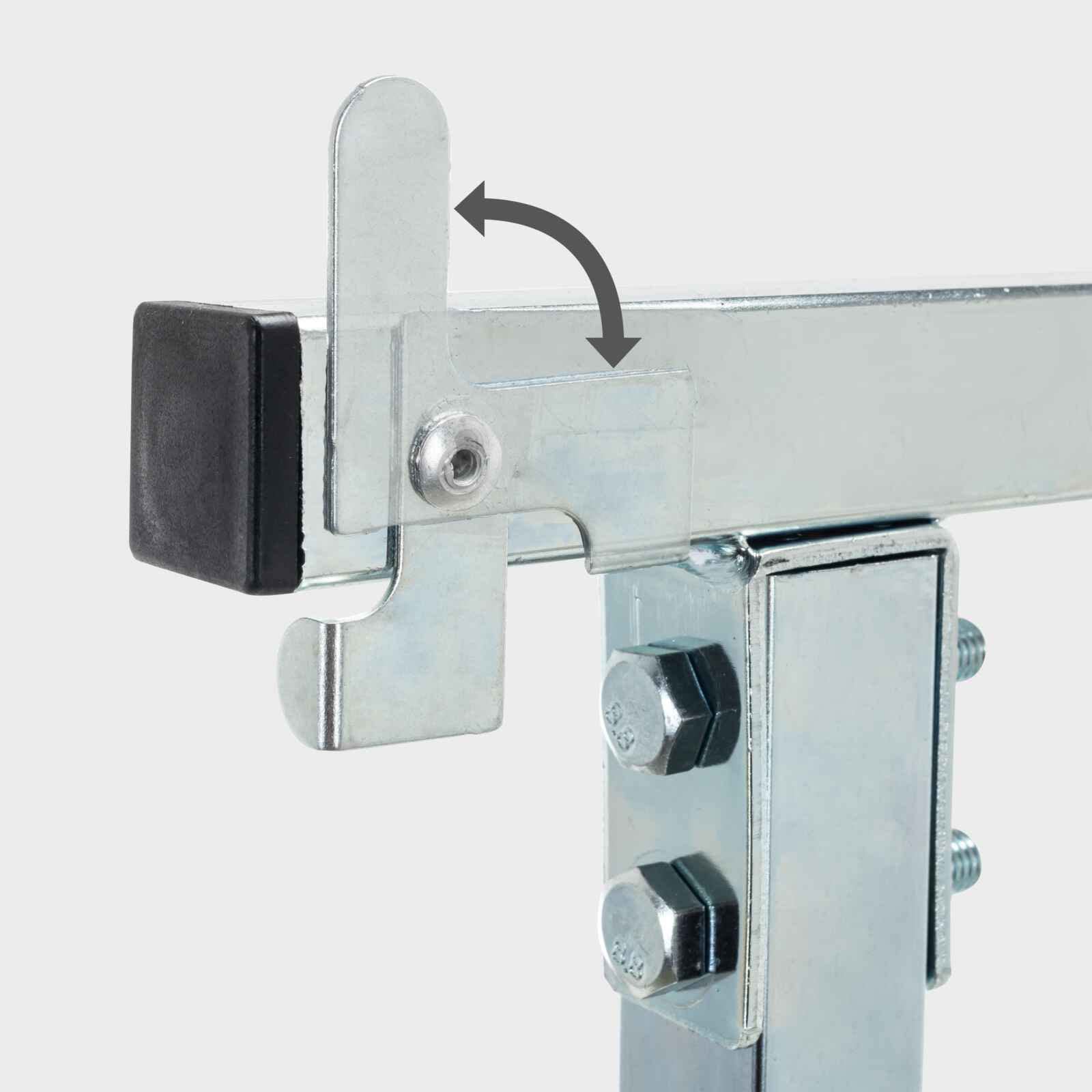 Scheppach Tréteaux de travail télescopique TUG200 - Charge maximale 200 kg - Hauteur de travail min/max 800-1300 mm - Barres de support 680 mm - Surface d'appui 580 x 580 mm