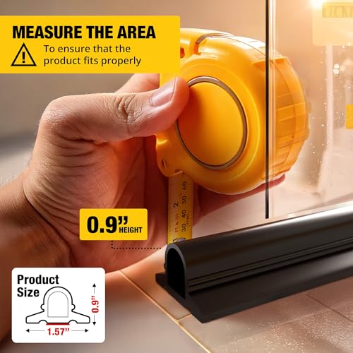 Image of Shower Threshold Water Dam Barrier 60 inch Rounded - Black Collapsible Shower Water Blocker - Guard for Walk in Shower - Water Guard Stopper for Floor - Shower Door Water Blocker - Wheelchair Accessible | Flexible door bottom seal for walk-in showers, helps contain leaks, block water and keep bathroom floors clean and dry