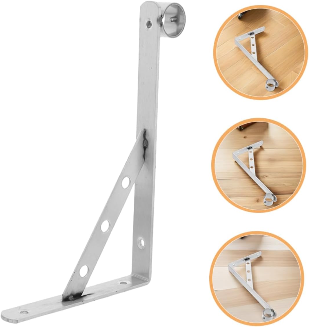 2pcs Heavy Duty Stainless Steel Closet Rod Bracket Wall Mounted Shelf Holder for Clothes Drying Triangular Corner Support for Optimizing Space Areas