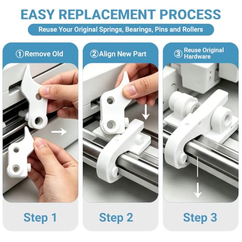 8Pairs Pinch Roller Replacement Parts Compatible with Cameo 5 & Silhouette, Left & Right Carriage Roller Replacement, Replacement Pinch Roller Arm Parts, Fix Slipping and Crooked Cutting Issue (White) by UBANTE - Used condition - Image 6