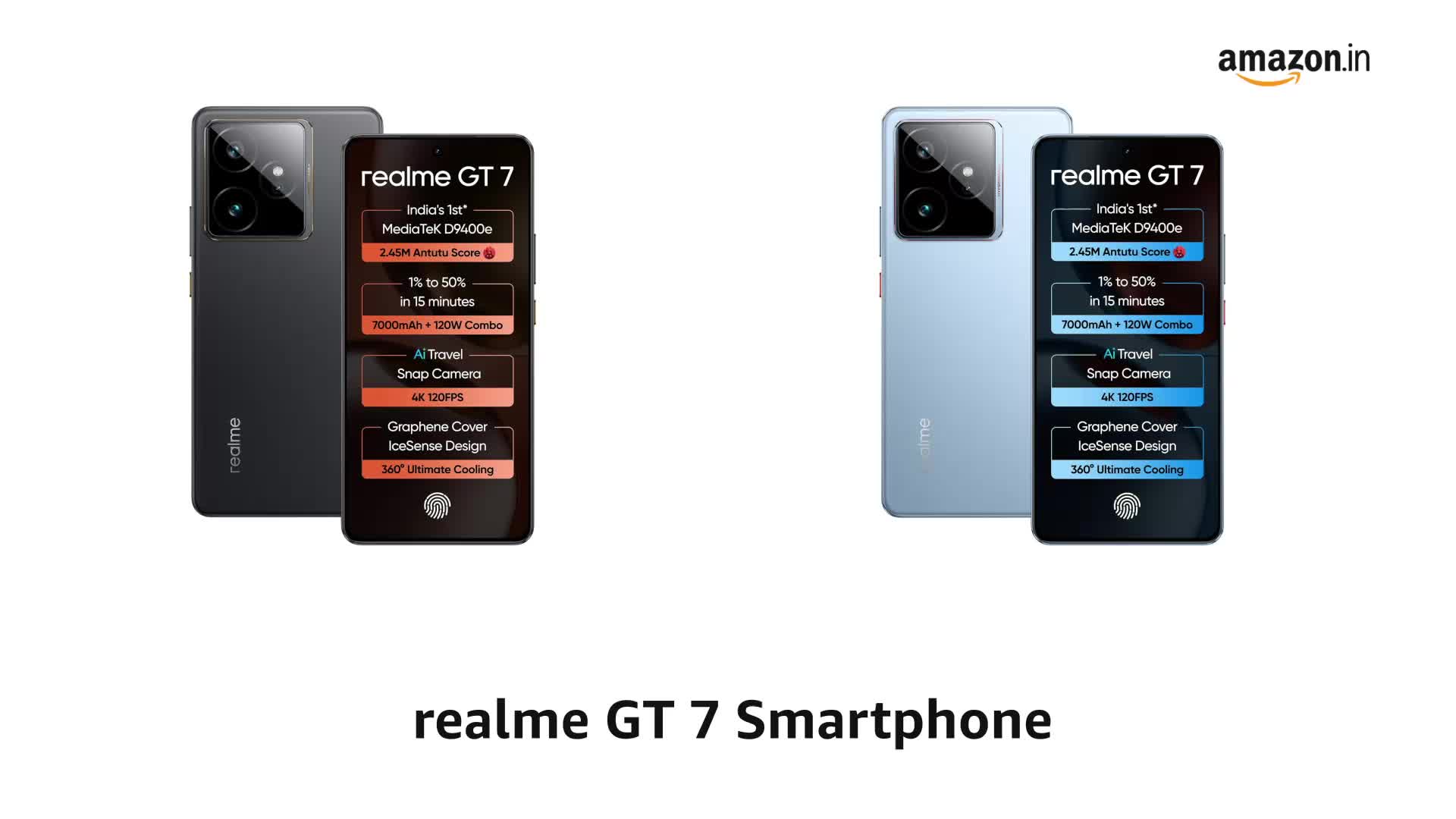 Watch realme GT 7 ﹙IceSense Black,8GB 256GB﹚ | India's 1st