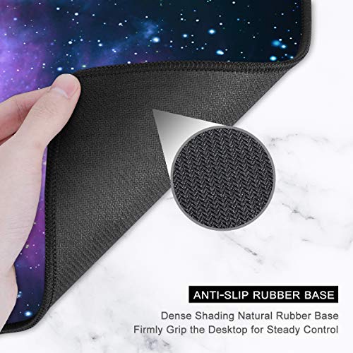 Auhoahsil Large Mouse Pad, Full Desk XXL Extended Gaming Mouse Pad 35\" X 15\", Waterproof Desktop Mat with Stitched Edges, Non-Slip Laptop Computer Keyboard Mousepad for Office and Home, Galaxy Design - Thumbnail 4