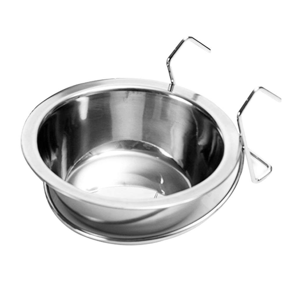 Yfairy Silver - Pet Bowl With Bracket, Stainless Steel, Pet Hanging Bowl, Feeding, Dog, Puppy, Cat, Bird, Parrot, Food Water Cage Cup Holder, Feed Products