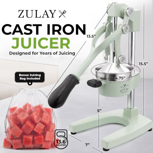 Image of Zulay Kitchen Cast Iron Juicer - Heavy Duty Manual Juicer with Detachable Strainers for Easy Cleaning, Orange Juice Press for Citrus Fruits, Perfect for Bartenders, Juice Lovers & Health Enthusiasts