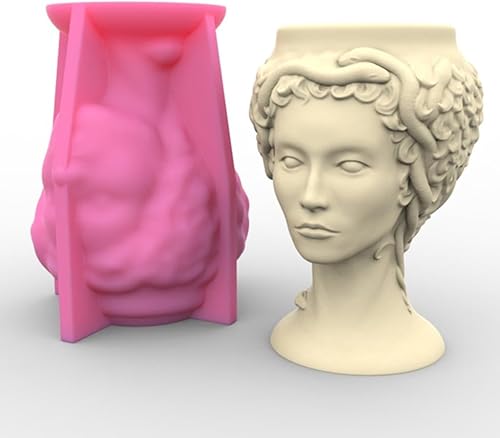 Miniatura 5 de Molde para maceta, molde de silicona de yeso de cabeza de dama 3D, para bricolaje, suculentas, hormigón, maceta, jarrón, yeso, cemento, arcilla,