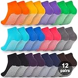 WANZHIHUI Grip Pilates Socks for Women & Men- Adults Bulk Non Slip Anti Skid Sticky Grippy Sock for Hospital Yoga Barre