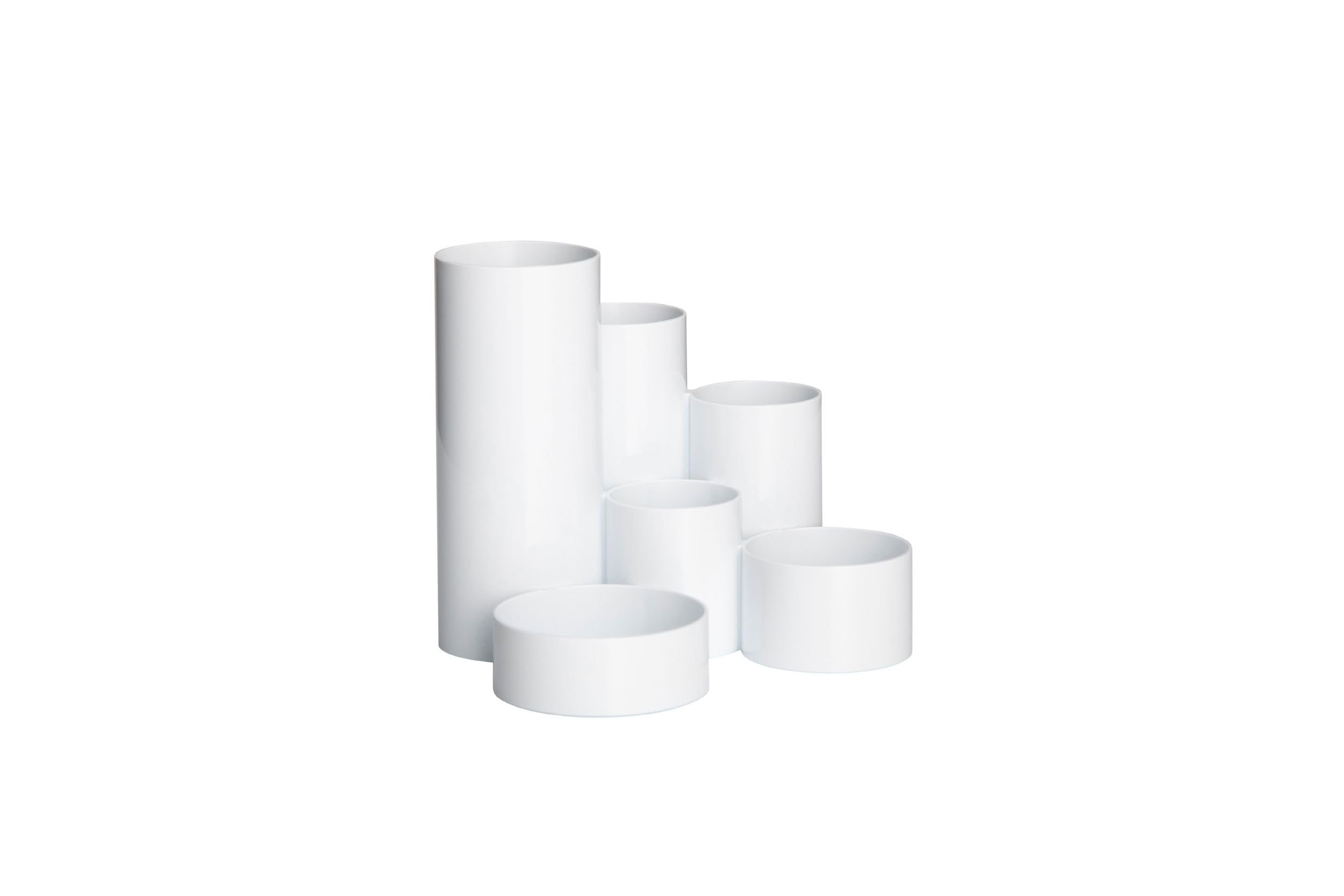 MAUL MAULtubo Pen Holder High-Gloss with 6 Holders, Stable, Made in Germany, Diameter Approx. 15 cm, Height 12.5 cm, White