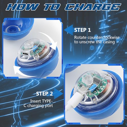 BSOON Intelligentes Interaktiver Ball für Hunde, Elektrisch, 2 Stück Automatisches Magic Hundespielzeug, Wiederaufladbar über USB (Blau+Orange)