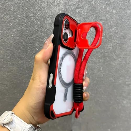 Coque iPhone 17 Pro antichoc rouge anti-chute avec béquille