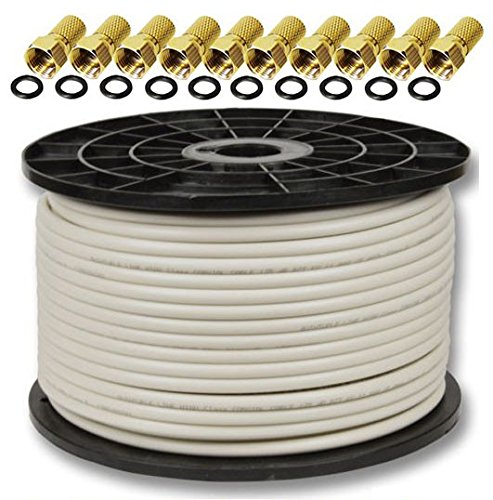 Premium X 100m DELUXE Koaxial-Kabel 135dB 4-fach REINES Kupfer Koax SAT Antennenkabel 20x F-Stecker