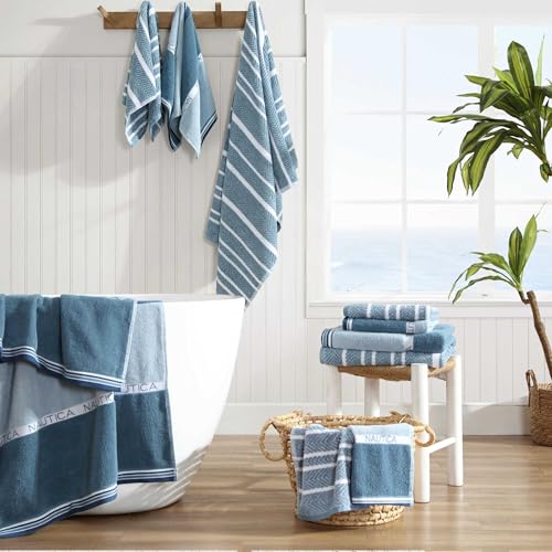 Image of Nautica - Cotton Hand, Fingertip & Bath Towel Set, 6 Pack Towels