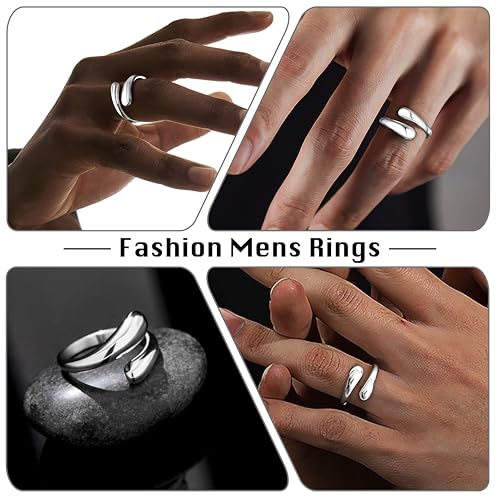 Non Tarnish Gold Chunky Rings for Women, Gold Statement Dome Rings Stacking Silver, Adjustable Mens Eternity Wedding Band Mixed Metal Jewelry Size 3-133