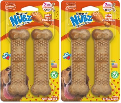 Image of Nylabone Nubz Natural Dog Treats Made with Real Chicken, Large, 2 Count (Pack of 2)