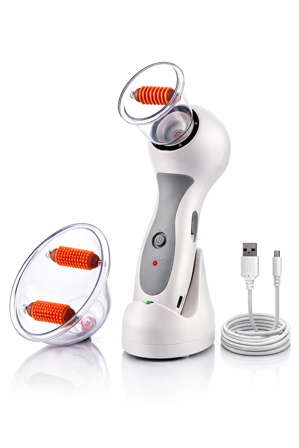 CELLUSTOP Aspirateur Anti Cellulite Électrique avec Aspiration sous Vide - Machine Palper Rouler avec 2 Ventouses Rouleaux - Massage USB Rechargeable - Blanc