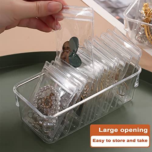 Jewelry Organizers for Women, Clear Acrylic Drawer Organizer Box with 15 Middle Bags for Necklace, Ring, Screw Individually Packaged, Easy to Carry