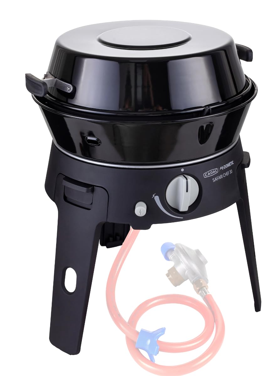 CADAC - Safari Chef 30 LP Deluxe - Tragbare Grills - GreenGrill-Keramikbeschichtung – inkl. Tragetasche - Campingplatz - 50mBar - BBQ-Must-Haves - Verwendung im Freien